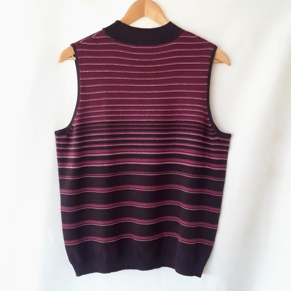 Hillard & Hanson Purple Stripe Sleeveless Acrylic Knit Sweater - Picture 8 of 9